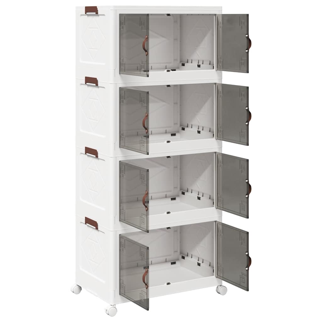 Stackable Storage Box with Wheels 4-Tier 75 L 64x40x141.5 cm