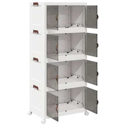 Stackable Storage Box with Wheels 4-Tier 75 L 64x40x141.5 cm