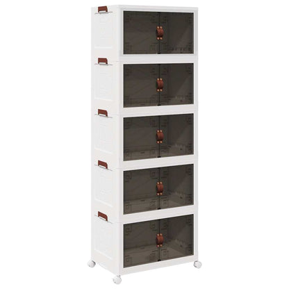 Stackable Storage Box with Wheels 5-Tier 75 L 64x40x179 cm