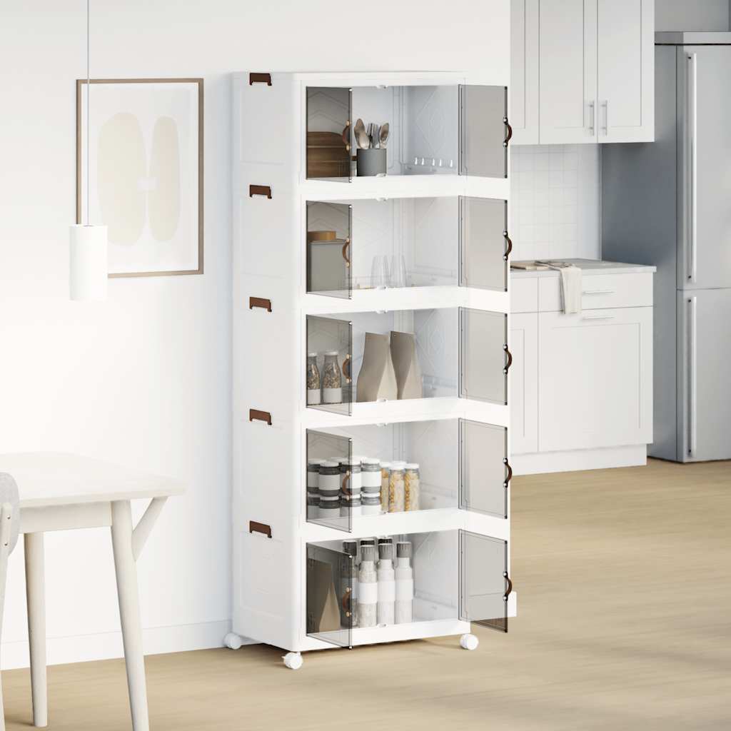 Stackable Storage Box with Wheels 5-Tier 75 L 64x40x179 cm