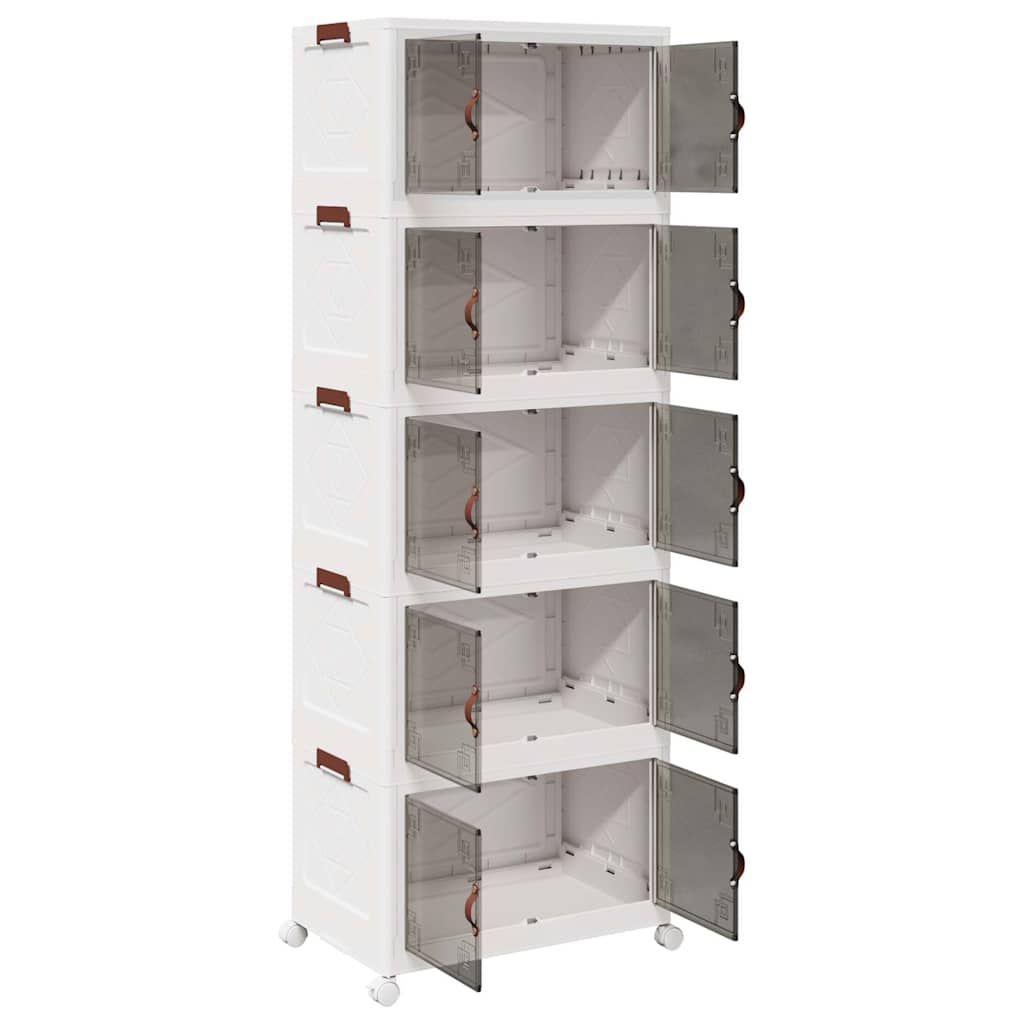 Stackable Storage Box with Wheels 5-Tier 75 L 64x40x179 cm