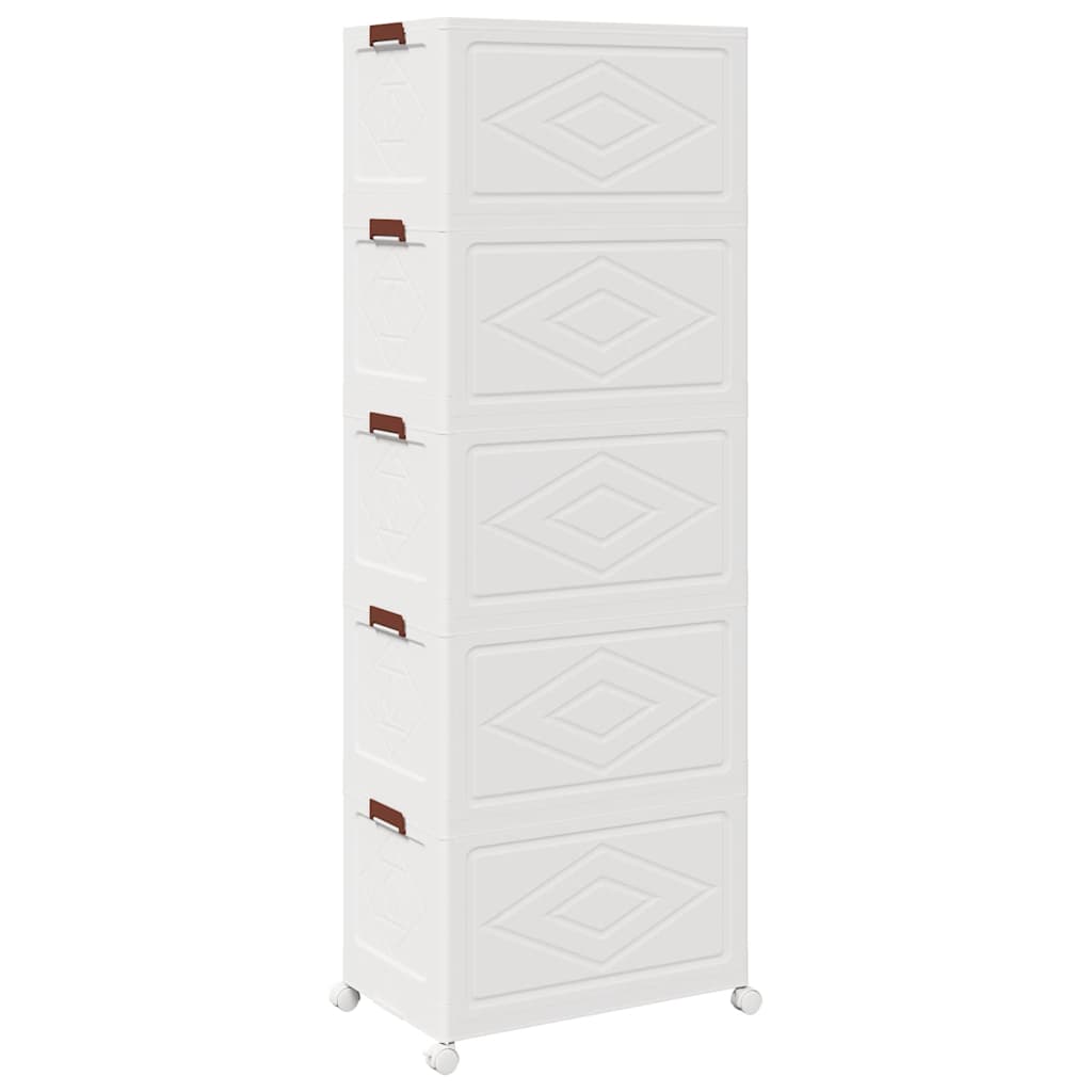 Stackable Storage Box with Wheels 5-Tier 75 L 64x40x179 cm