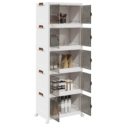 Stackable Storage Box with Wheels 5-Tier 75 L 64x40x179 cm