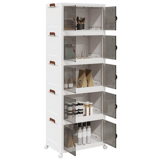 Stackable Storage Box with Wheels 5-Tier 75 L 64x40x179 cm