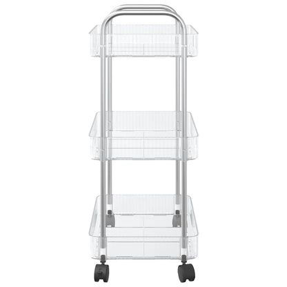 Storage Trolley 3-Tier Transparent 37x28x68 cm Acrylic
