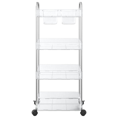 Storage Trolley 4-Tier Transparent 37x28x95 cm Acrylic