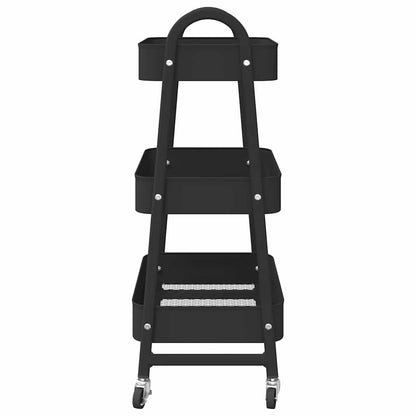 Storage Trolley 3-Tier Black 42x41.5x77 cm Steel