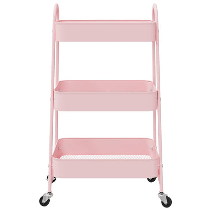 Storage Trolley 3-Tier Pink 42x41.5x77 cm Steel