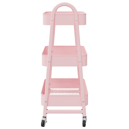 Storage Trolley 3-Tier Pink 42x41.5x77 cm Steel