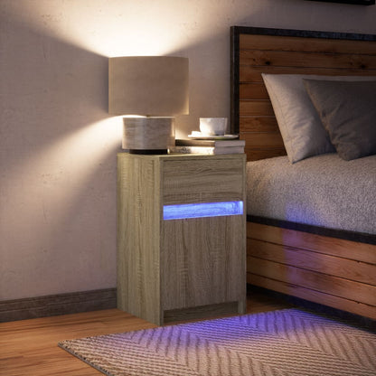 Bedside Cabinet with LED Lights Sonoma Oak Engineered Wood