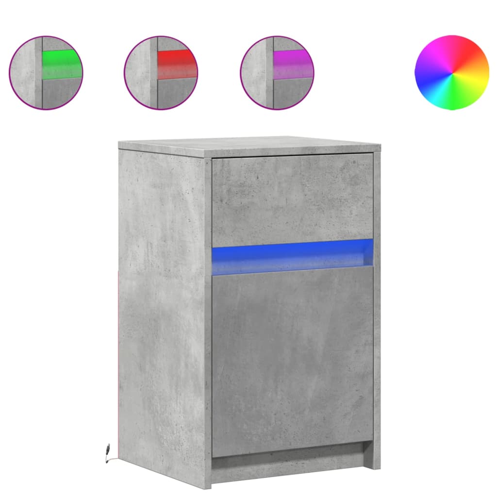 Bedside Cabinets with LED Lights 2 pcs Concrete Grey Engineered Wood