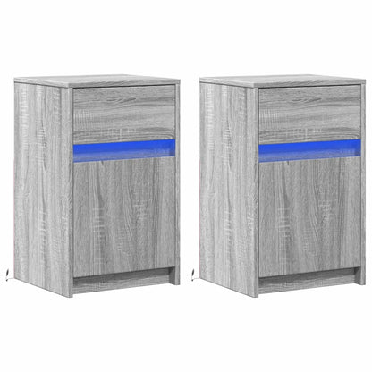 Bedside Cabinets with LED Lights 2 pcs Grey Sonoma Engineered Wood