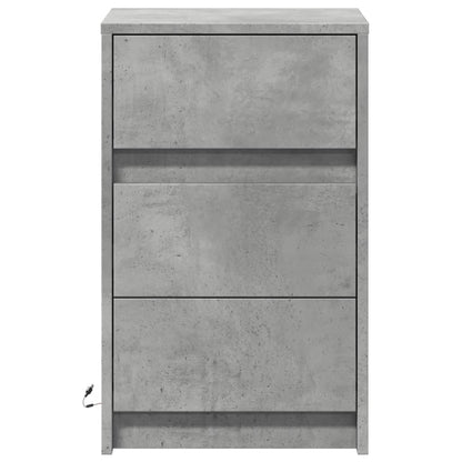 Bedside Cabinet with LED Lights Concrete Grey Engineered Wood
