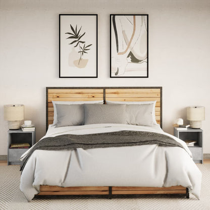 Bedside Cabinets with LED Lights 2 pcs Concrete Grey Engineered Wood
