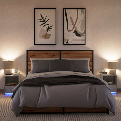 Bedside Cabinets with LED Lights 2 pcs Concrete Grey Engineered Wood