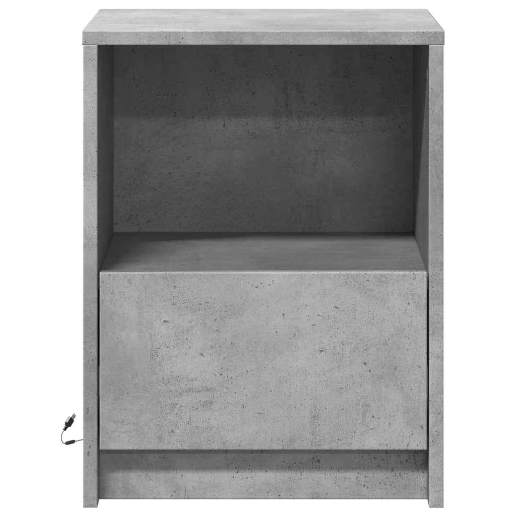 Bedside Cabinets with LED Lights 2 pcs Concrete Grey Engineered Wood