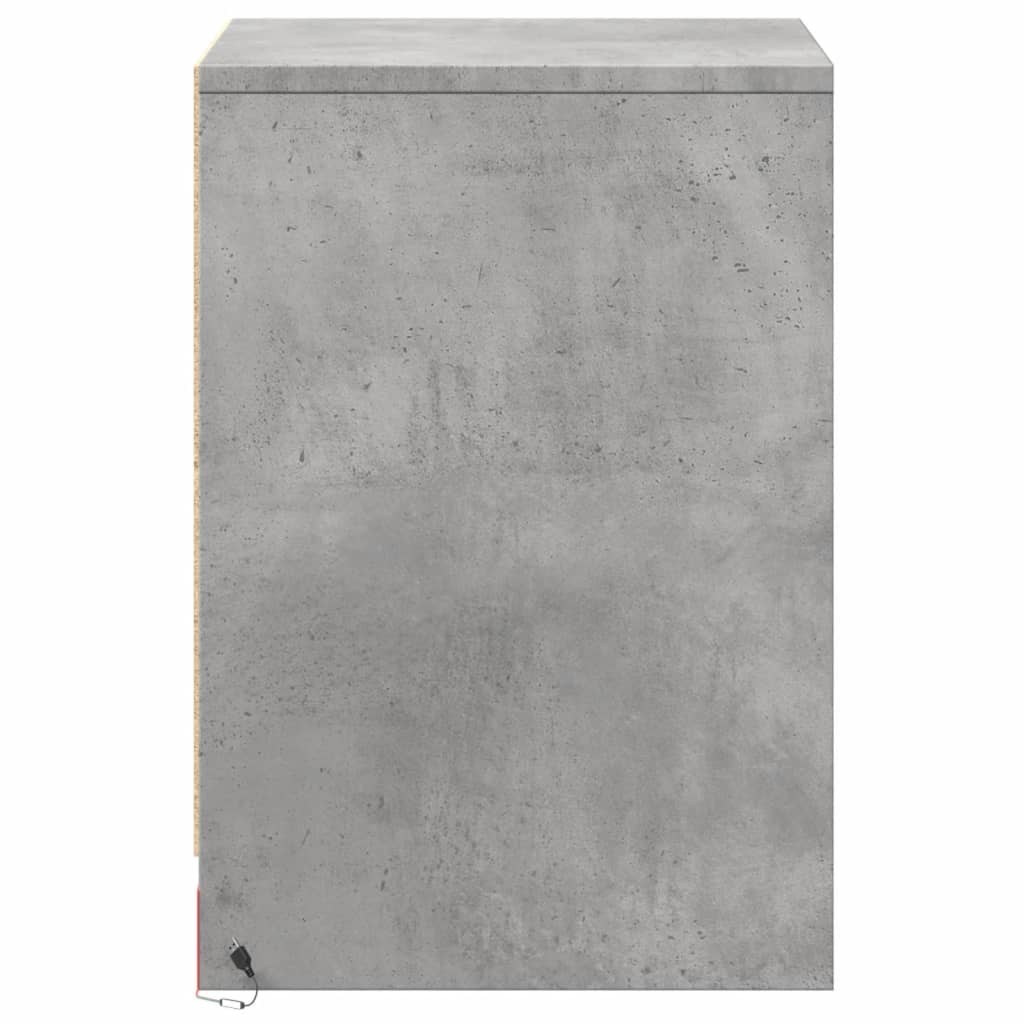 Bedside Cabinets with LED Lights 2 pcs Concrete Grey Engineered Wood