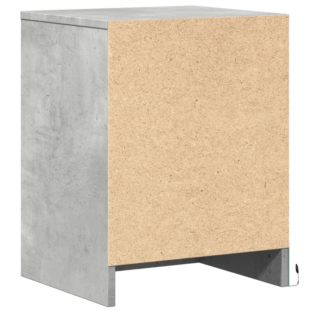 Bedside Cabinets with LED Lights 2 pcs Concrete Grey Engineered Wood