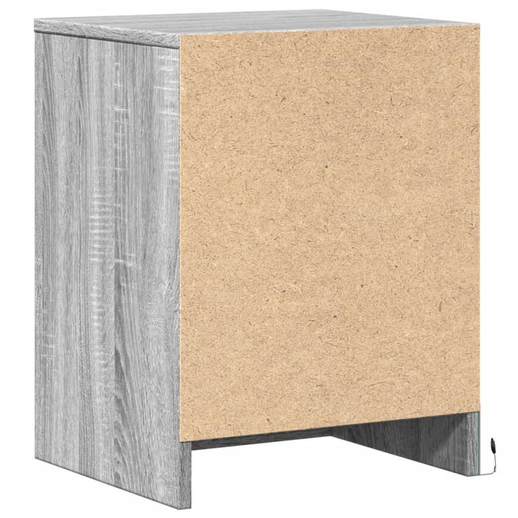 Bedside Cabinets with LED Lights 2 pcs Grey Sonoma Engineered Wood