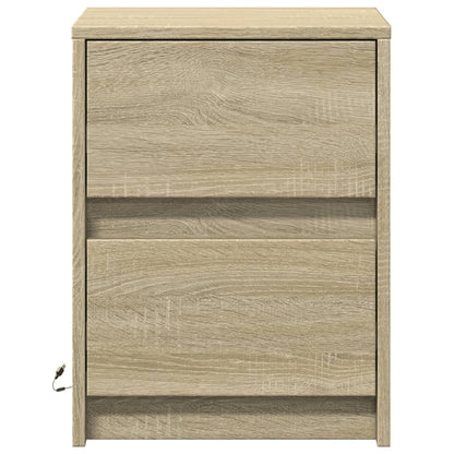 Bedside Cabinet with LED Lights Sonoma Oak Engineered Wood