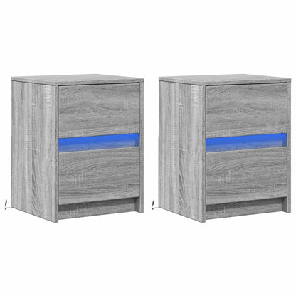 Bedside Cabinets with LED Lights 2 pcs Grey Sonoma Engineered Wood