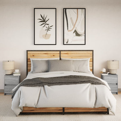Bedside Cabinets with LED Lights 2 pcs Grey Sonoma Engineered Wood