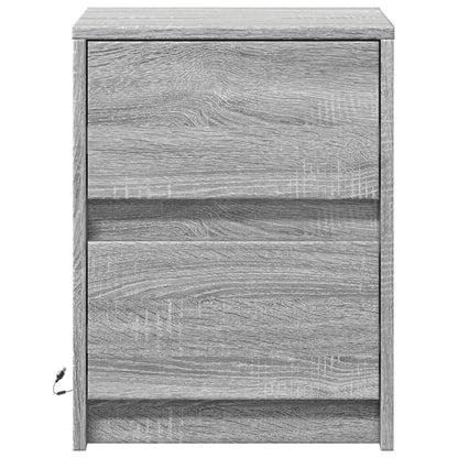 Bedside Cabinets with LED Lights 2 pcs Grey Sonoma Engineered Wood