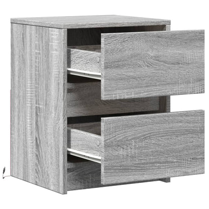 Bedside Cabinets with LED Lights 2 pcs Grey Sonoma Engineered Wood