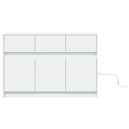 TV Cabinet with LED White 91x34x61 cm Engineered Wood