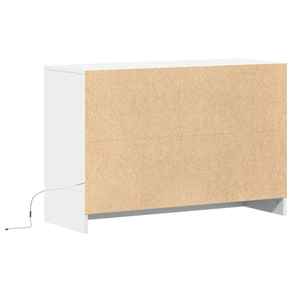 TV Cabinet with LED White 91x34x61 cm Engineered Wood