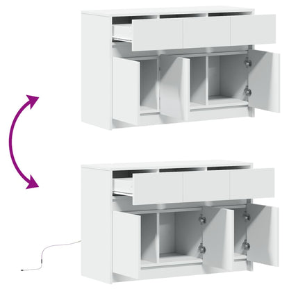 TV Cabinet with LED White 91x34x61 cm Engineered Wood
