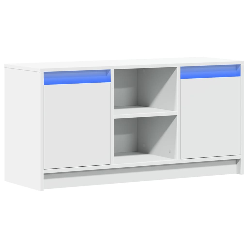 TV Cabinet with LED White 100x34x50 cm Engineered Wood