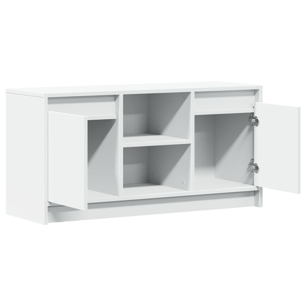 TV Cabinet with LED White 100x34x50 cm Engineered Wood