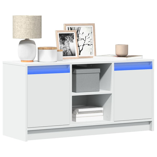 TV Cabinet with LED White 100x34x50 cm Engineered Wood