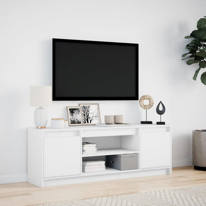 TV Cabinet with LED White 139.5x34x50 cm Engineered Wood