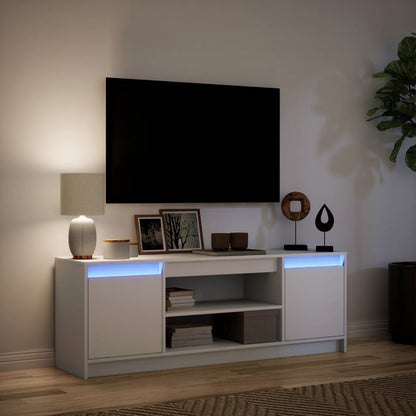 TV Cabinet with LED White 139.5x34x50 cm Engineered Wood