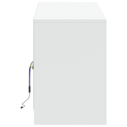 TV Cabinet with LED White 139.5x34x50 cm Engineered Wood
