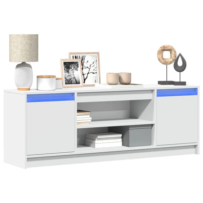 TV Cabinet with LED White 139.5x34x50 cm Engineered Wood