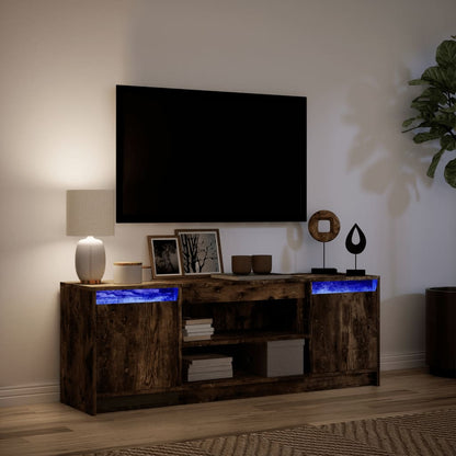 TV Cabinet with LED Smoked Oak 139.5x34x50 cm Engineered Wood
