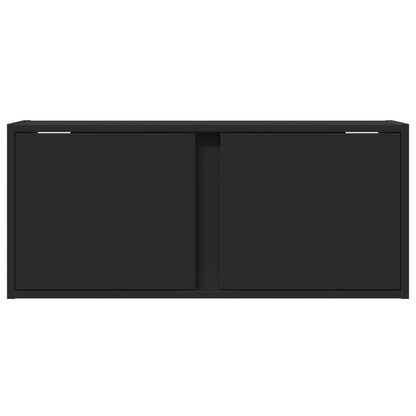 TV Wall Cabinet with LED Lights Black 80x31x35 cm