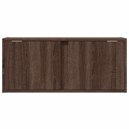 TV Wall Cabinet with LED Lights Brown Oak 80x31x35 cm