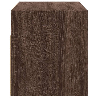 TV Wall Cabinet with LED Lights Brown Oak 80x31x35 cm