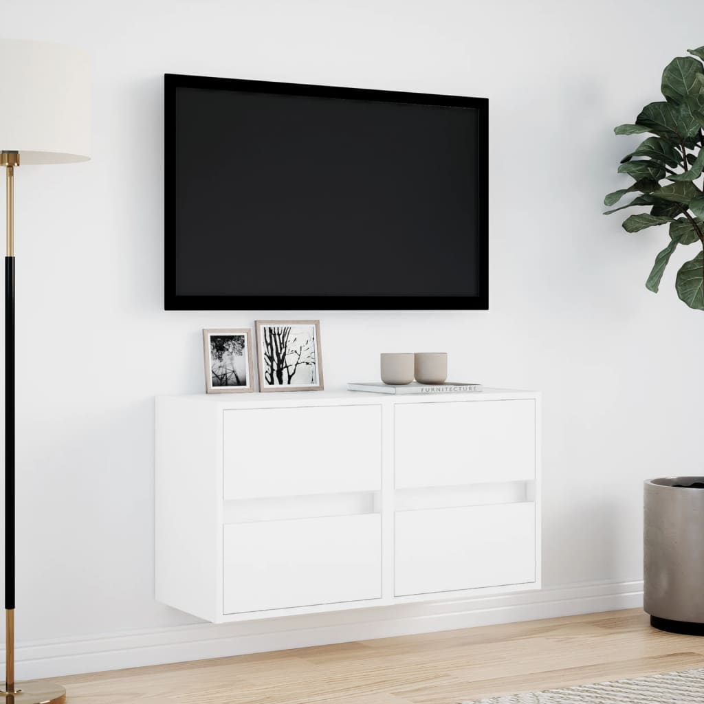 TV Wall Cabinets with LED Lights 2 pcs White 41x31x45 cm