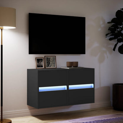TV Wall Cabinets with LED Lights 2 pcs Black 41x31x45 cm
