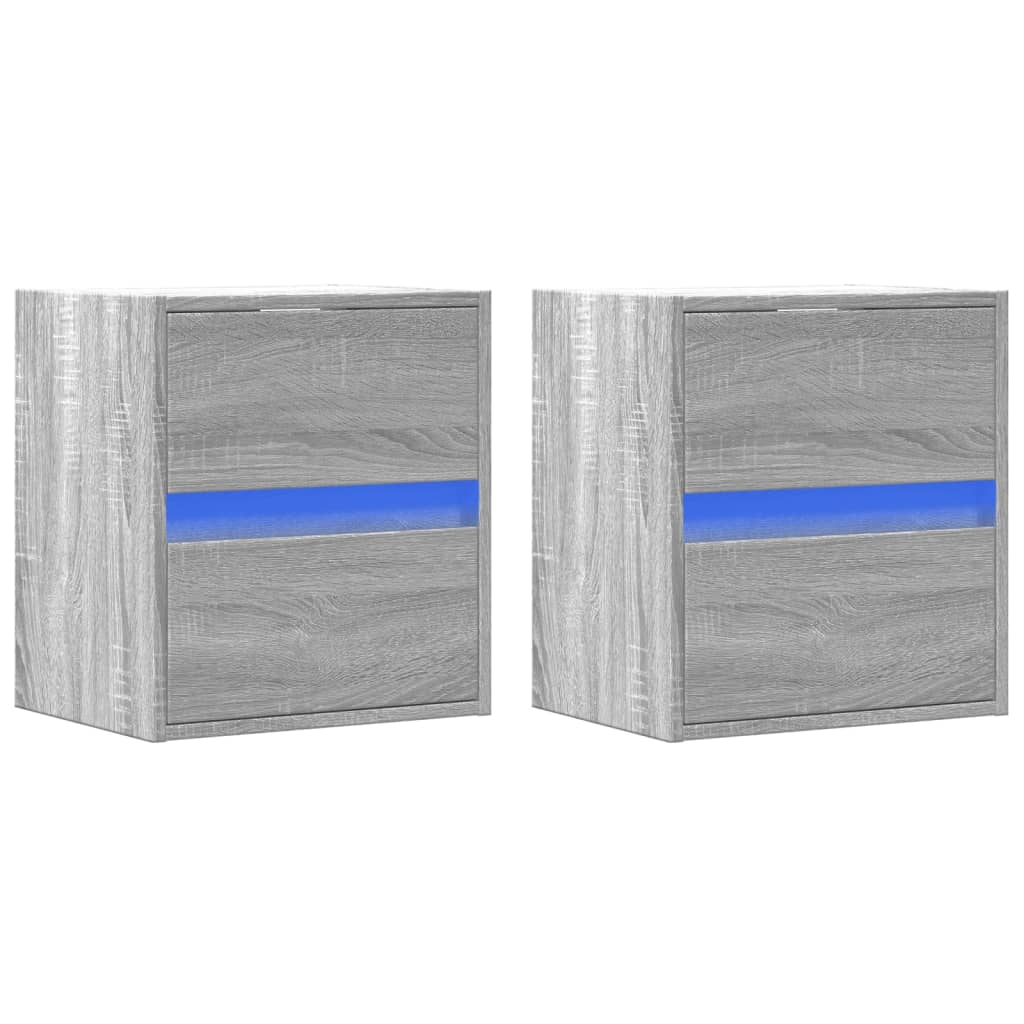 TV Wall Cabinets with LED Lights 2 pcs Grey Sonoma 41x31x45 cm