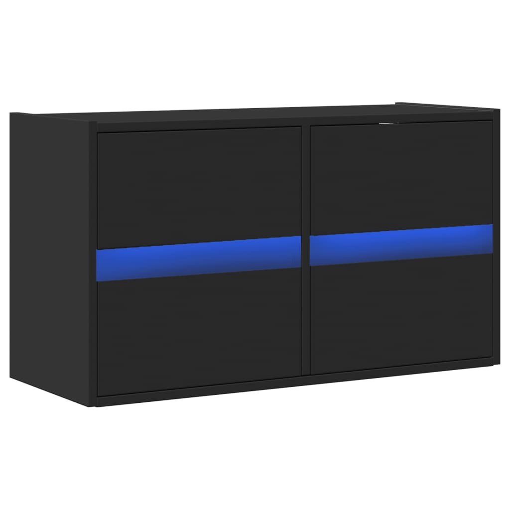 TV Wall Cabinet with LED Lights Black 80x31x45 cm