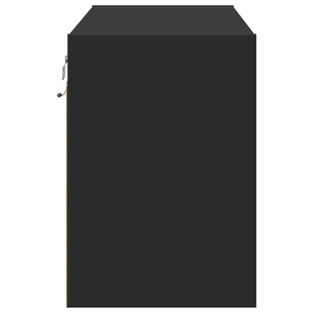 TV Wall Cabinet with LED Lights Black 80x31x45 cm