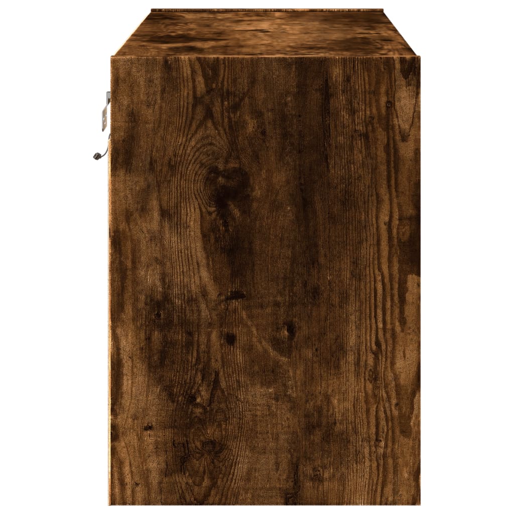 TV Wall Cabinet with LED Lights Smoked Oak 80x31x45 cm