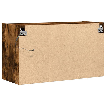 TV Wall Cabinet with LED Lights Smoked Oak 80x31x45 cm
