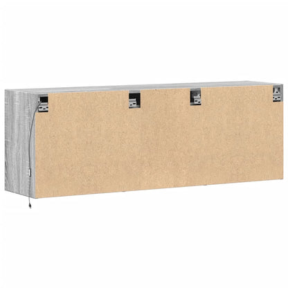 TV Wall Cabinet with LED Lights Grey Sonoma 130x31x45 cm